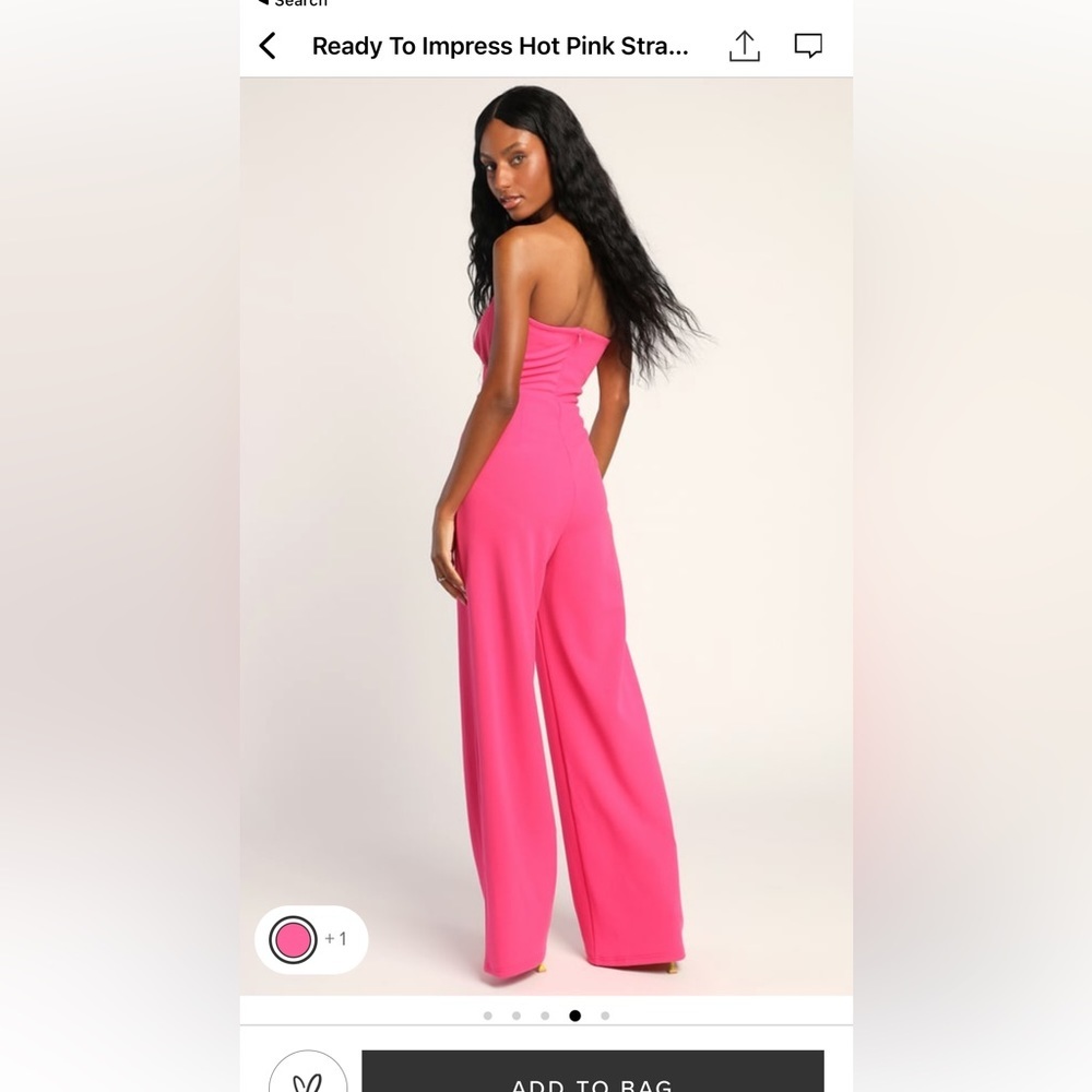 LULUS Ready to Impress Hot Pink Strapless Tie-Front Wide-Leg Jumpsuit - Picture 2 of 2